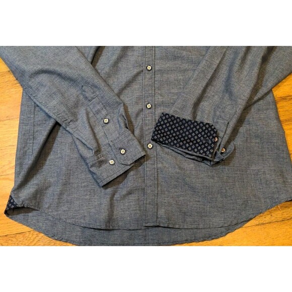 Men's Craft And Flow Button Down Flip Cuff Long Sleeve Shirt Blue Size XL EUC - Picture 3 of 10